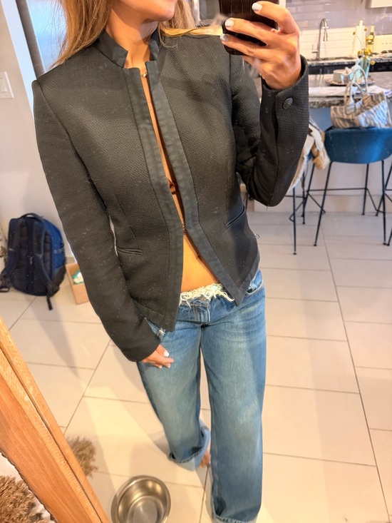 rag & bone Black Collarless Tailored Blazer - Picture 8 of 11